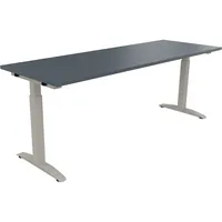 Soennecken Schreibtisch All in One, manuell höhenverstellbar, 65-85cm (H), 200x70cm (BxT), rechteckig, lavagrau / silberaluminium 400396907