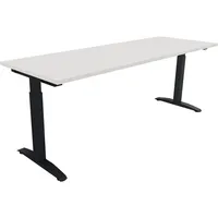 Soennecken Schreibtisch All in One, manuell höhenverstellbar, 65-85cm (H), 200x70cm (BxT), rechteckig, weiß / anthrazit metallic 4003969075