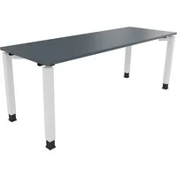Soennecken Schreibtisch All in One, manuell höhenverstellbar, 68-82cm (H), 200x70cm (BxT), rechteckig, lavagrau / weiß 4003969078727 Soenne