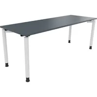 Soennecken Schreibtisch All in One, manuell höhenverstellbar, 68-82cm (H), 200x70cm (BxT), rechteckig, lavagrau / weiß 4003969083004 Soenne