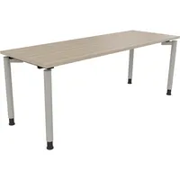 Soennecken Schreibtisch All in One, manuell höhenverstellbar, 68-82cm (H), 200x70cm (BxT), rechteckig, eiche natur / silberaluminium 400396