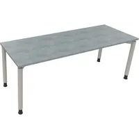 Soennecken Schreibtisch All in One, manuell höhenverstellbar, 68-82cm (H), 200x70cm (BxT), rechteckig, beton hell / silberaluminium 4003969