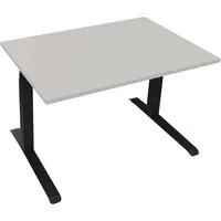 Soennecken Sitz-Steh-Schreibtisch All in One, elektrisch höhenverstellbar, 64,5-127,5cm (H), 120x80cm (BxT), rechteckig, lichtgrau / anthra