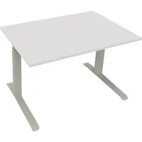 Soennecken Sitz-Steh-Schreibtisch All in One, elektrisch höhenverstellbar, 64,5-127,5cm (H), 120x80cm (BxT), rechteckig, weiß / silberalumi