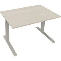 Soennecken Sitz-Steh-Schreibtisch All in One, elektrisch höhenverstellbar, 64,5-127,5cm (H), 120x80cm (BxT), rechteckig, akazie hell / silb
