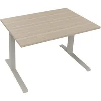 Soennecken Sitz-Steh-Schreibtisch All in One, elektrisch höhenverstellbar, 64,5-127,5cm (H), 120x80cm (BxT), rechteckig, eiche natur / silb