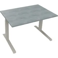 Soennecken Sitz-Steh-Schreibtisch All in One, elektrisch höhenverstellbar, 64,5-127,5cm (H), 120x80cm (BxT), rechteckig, beton hell / silbe