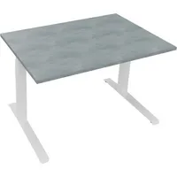 Soennecken Sitz-Steh-Schreibtisch All in One, elektrisch höhenverstellbar, 64,5-127,5cm (H), 120x80cm (BxT), rechteckig, beton hell / weiß