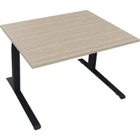 Soennecken Sitz-Steh-Schreibtisch All in One, elektrisch höhenverstellbar, 64,5-127,5cm (H), 120x90cm (BxT), rechteckig, eiche natur / anth