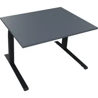 Soennecken Sitz-Steh-Schreibtisch All in One, elektrisch höhenverstellbar, 64,5-127,5cm (H), 120x90cm (BxT), rechteckig, lavagrau / anthraz
