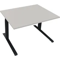 Soennecken Sitz-Steh-Schreibtisch All in One, elektrisch höhenverstellbar, 64,5-127,5cm (H), 120x90cm (BxT), rechteckig, lichtgrau / anthra