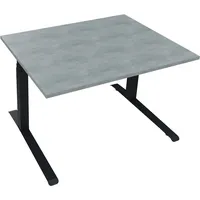 Soennecken Sitz-Steh-Schreibtisch All in One, elektrisch höhenverstellbar, 64,5-127,5cm (H), 120x90cm (BxT), rechteckig, beton hell / anthr