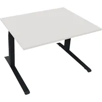 Soennecken Sitz-Steh-Schreibtisch All in One, elektrisch höhenverstellbar, 64,5-127,5cm (H), 120x90cm (BxT), rechteckig, weiß / anthrazit m