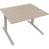 Soennecken Sitz-Steh-Schreibtisch All in One, elektrisch höhenverstellbar, 64,5-127,5cm (H), 120x90cm (BxT), rechteckig, eiche natur / silb