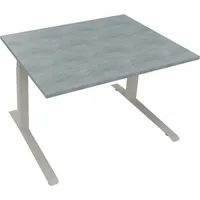 Soennecken Sitz-Steh-Schreibtisch All in One, elektrisch höhenverstellbar, 64,5-127,5cm (H), 120x90cm (BxT), rechteckig, beton hell / silbe