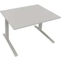 Soennecken Sitz-Steh-Schreibtisch All in One, elektrisch höhenverstellbar, 64,5-127,5cm (H), 120x90cm (BxT), rechteckig, lichtgrau / silber