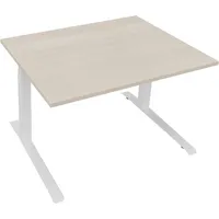 Soennecken Sitz-Steh-Schreibtisch All in One, elektrisch höhenverstellbar, 64,5-127,5cm (H), 120x90cm (BxT), rechteckig, akazie hell / weiß