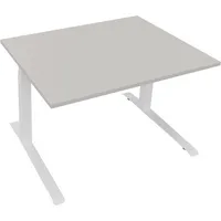 Soennecken Sitz-Steh-Schreibtisch All in One, elektrisch höhenverstellbar, 64,5-127,5cm (H), 120x90cm (BxT), rechteckig, lichtgrau / weiß 4