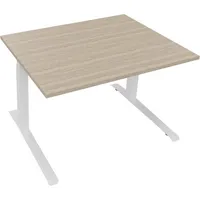 Soennecken Sitz-Steh-Schreibtisch All in One, elektrisch höhenverstellbar, 64,5-127,5cm (H), 120x90cm (BxT), rechteckig, eiche natur / weiß