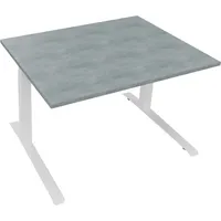 Soennecken Sitz-Steh-Schreibtisch All in One, elektrisch höhenverstellbar, 64,5-127,5cm (H), 120x90cm (BxT), rechteckig, beton hell / weiß