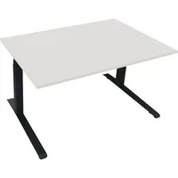 Soennecken Sitz-Steh-Schreibtisch All in One, elektrisch höhenverstellbar, 64,5-127,5cm (H), 140x90cm (BxT), rechteckig, weiß / anthrazit m
