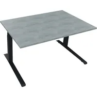 Soennecken Sitz-Steh-Schreibtisch All in One, elektrisch höhenverstellbar, 64,5-127,5cm (H), 140x90cm (BxT), rechteckig, beton hell / anthr