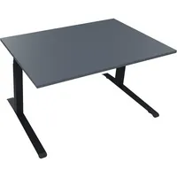Soennecken Sitz-Steh-Schreibtisch All in One, elektrisch höhenverstellbar, 64,5-127,5cm (H), 140x90cm (BxT), rechteckig, lavagrau / anthraz
