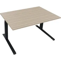 Soennecken Sitz-Steh-Schreibtisch All in One, elektrisch höhenverstellbar, 64,5-127,5cm (H), 140x90cm (BxT), rechteckig, eiche natur / anth