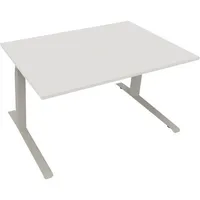 Soennecken Sitz-Steh-Schreibtisch All in One, elektrisch höhenverstellbar, 64,5-127,5cm (H), 140x90cm (BxT), rechteckig, weiß / silberalumi