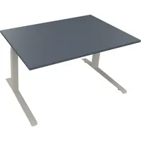 Soennecken Sitz-Steh-Schreibtisch All in One, elektrisch höhenverstellbar, 64,5-127,5cm (H), 140x90cm (BxT), rechteckig, lavagrau / silbera