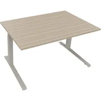 Soennecken Sitz-Steh-Schreibtisch All in One, elektrisch höhenverstellbar, 64,5-127,5cm (H), 140x90cm (BxT), rechteckig, eiche natur / silb