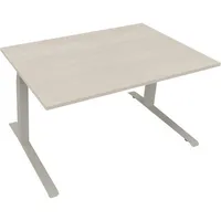 Soennecken Sitz-Steh-Schreibtisch All in One, elektrisch höhenverstellbar, 64,5-127,5cm (H), 140x90cm (BxT), rechteckig, akazie hell / silb