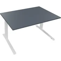 Soennecken Sitz-Steh-Schreibtisch All in One, elektrisch höhenverstellbar, 64,5-127,5cm (H), 140x90cm (BxT), rechteckig, lavagrau / weiß 40