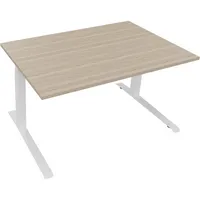 Soennecken Sitz-Steh-Schreibtisch All in One, elektrisch höhenverstellbar, 64,5-127,5cm (H), 140x90cm (BxT), rechteckig, eiche natur / weiß