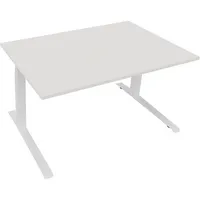 Soennecken Sitz-Steh-Schreibtisch All in One, elektrisch höhenverstellbar, 64,5-127,5cm (H), 140x90cm (BxT), rechteckig, weiß / weiß 400396