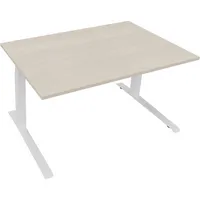 Soennecken Sitz-Steh-Schreibtisch All in One, elektrisch höhenverstellbar, 64,5-127,5cm (H), 140x90cm (BxT), rechteckig, akazie hell / weiß