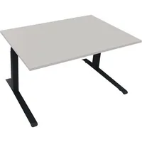 Soennecken Sitz-Steh-Schreibtisch All in One, elektrisch höhenverstellbar, 64,5-127,5cm (H), 140x90cm (BxT), rechteckig, lichtgrau / weiß 4