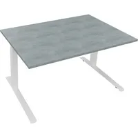 Soennecken Sitz-Steh-Schreibtisch All in One, elektrisch höhenverstellbar, 64,5-127,5cm (H), 140x90cm (BxT), rechteckig, beton hell / weiß