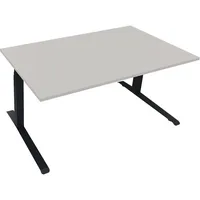 Soennecken Sitz-Steh-Schreibtisch All in One, elektrisch höhenverstellbar, 64,5-127,5cm (H), 160x90cm (BxT), rechteckig, lichtgrau / anthra