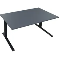 Soennecken Sitz-Steh-Schreibtisch All in One, elektrisch höhenverstellbar, 64,5-127,5cm (H), 160x90cm (BxT), rechteckig, lavagrau / anthraz