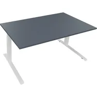 Soennecken Sitz-Steh-Schreibtisch All in One, elektrisch höhenverstellbar, 64,5-127,5cm (H), 160x90cm (BxT), rechteckig, lavagrau / weiß 40