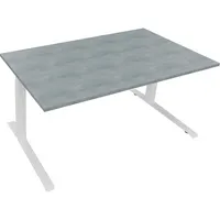 Soennecken Sitz-Steh-Schreibtisch All in One, elektrisch höhenverstellbar, 64,5-127,5cm (H), 160x90cm (BxT), rechteckig, beton hell / weiß
