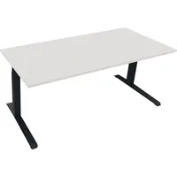 Soennecken Sitz-Steh-Schreibtisch All in One, elektrisch höhenverstellbar, 64,5-127,5cm (H), 180x80cm (BxT), rechteckig, weiß / anthrazit m