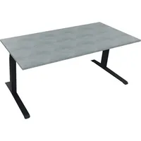 Soennecken Sitz-Steh-Schreibtisch All in One, elektrisch höhenverstellbar, 64,5-127,5cm (H), 180x80cm (BxT), rechteckig, beton hell / anthr