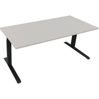 Soennecken Sitz-Steh-Schreibtisch All in One, elektrisch höhenverstellbar, 64,5-127,5cm (H), 180x80cm (BxT), rechteckig, lichtgrau / anthra