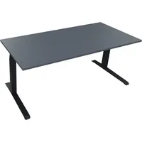 Soennecken Sitz-Steh-Schreibtisch All in One, elektrisch höhenverstellbar, 64,5-127,5cm (H), 180x80cm (BxT), rechteckig, lavagrau / anthraz