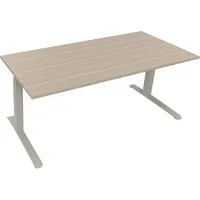 Soennecken Sitz-Steh-Schreibtisch All in One, elektrisch höhenverstellbar, 64,5-127,5cm (H), 180x80cm (BxT), rechteckig, eiche natur / silb