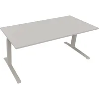 Soennecken Sitz-Steh-Schreibtisch All in One, elektrisch höhenverstellbar, 64,5-127,5cm (H), 180x80cm (BxT), rechteckig, lichtgrau / silber