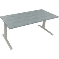 Soennecken Sitz-Steh-Schreibtisch All in One, elektrisch höhenverstellbar, 64,5-127,5cm (H), 180x80cm (BxT), rechteckig, beton hell / silbe