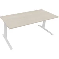 Soennecken Sitz-Steh-Schreibtisch All in One, elektrisch höhenverstellbar, 64,5-127,5cm (H), 180x80cm (BxT), rechteckig, akazie hell / weiß